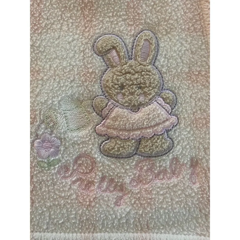 Vintage Simply Basic Pink White Plaid Fleece Pretty Baby Rabbit Security Blanket